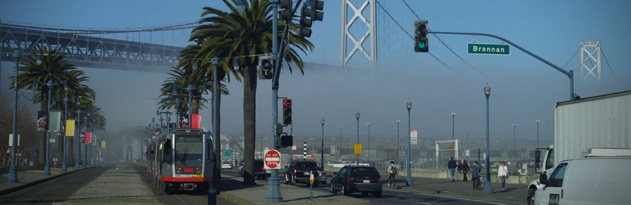 san francisco tram in the fog, shot by video production company clai, on RED 6k and color graded in DaVinci Resolve, edited in Premiere